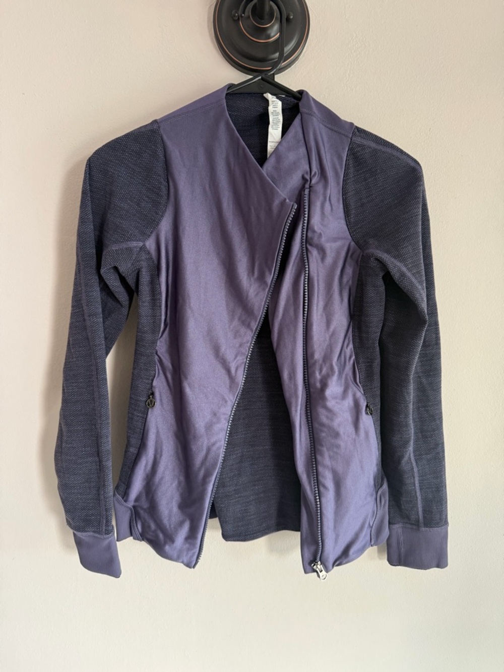 Lululemon Athletica Purple Asymmetrical Zip Knit Panel Jacket Womens 4